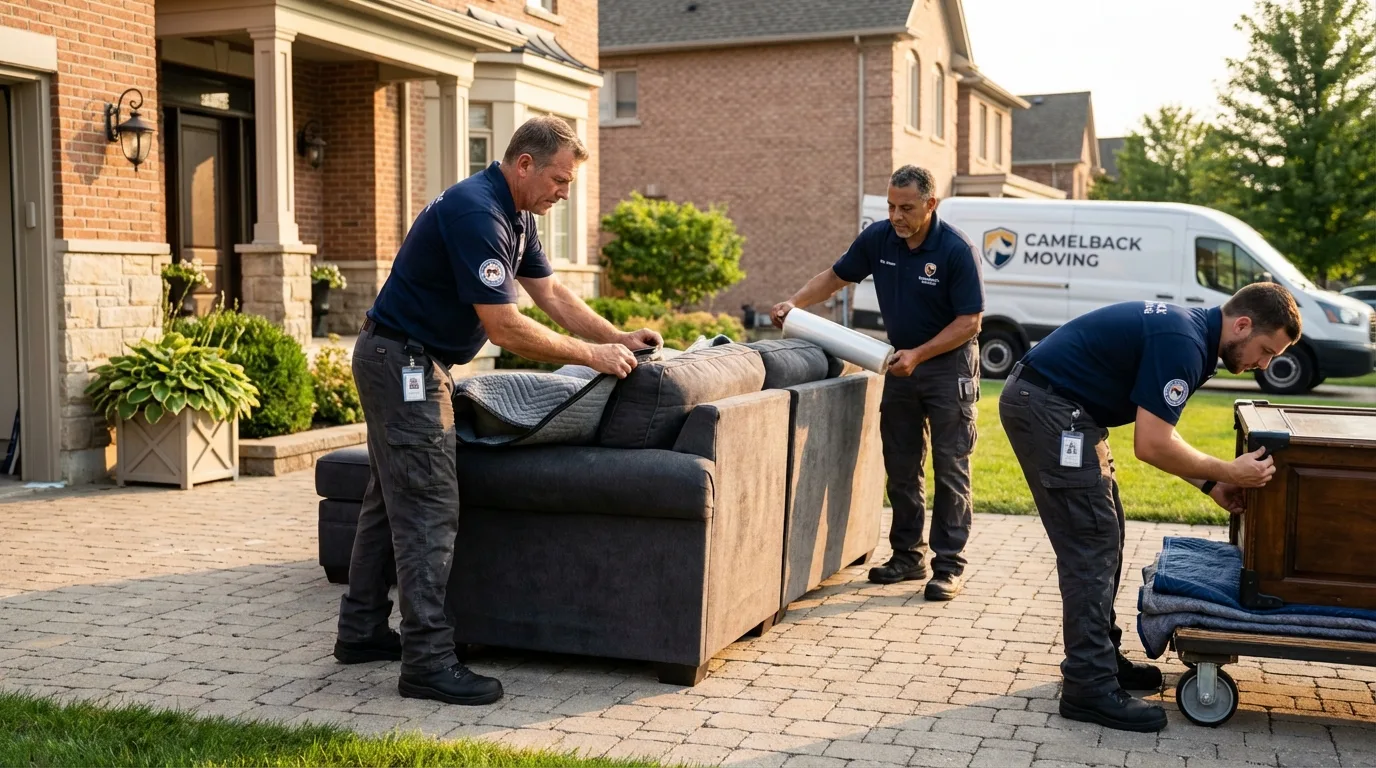 Large estate moving crew wrapping furniture in Frankfort, NY